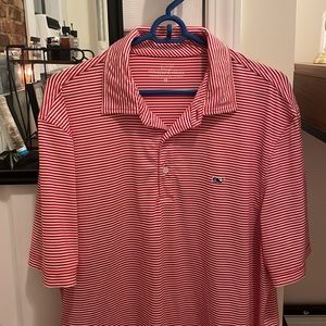 Red/White Striped Vineyard Vines Golf Polo